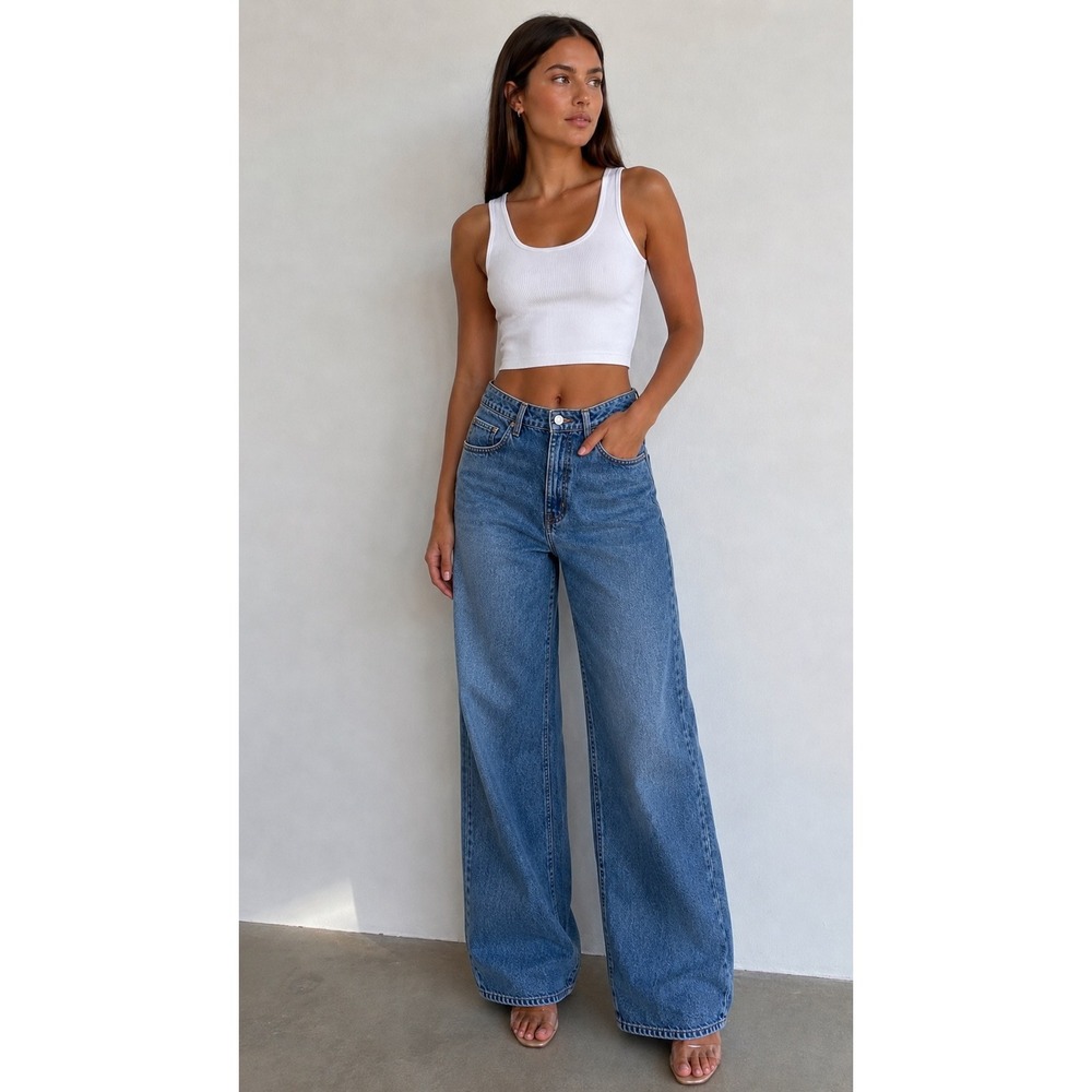 FRAME Long Barrel Jeans‎ 30 Curse High Rise Wide Barrel Leg 100% Cotton